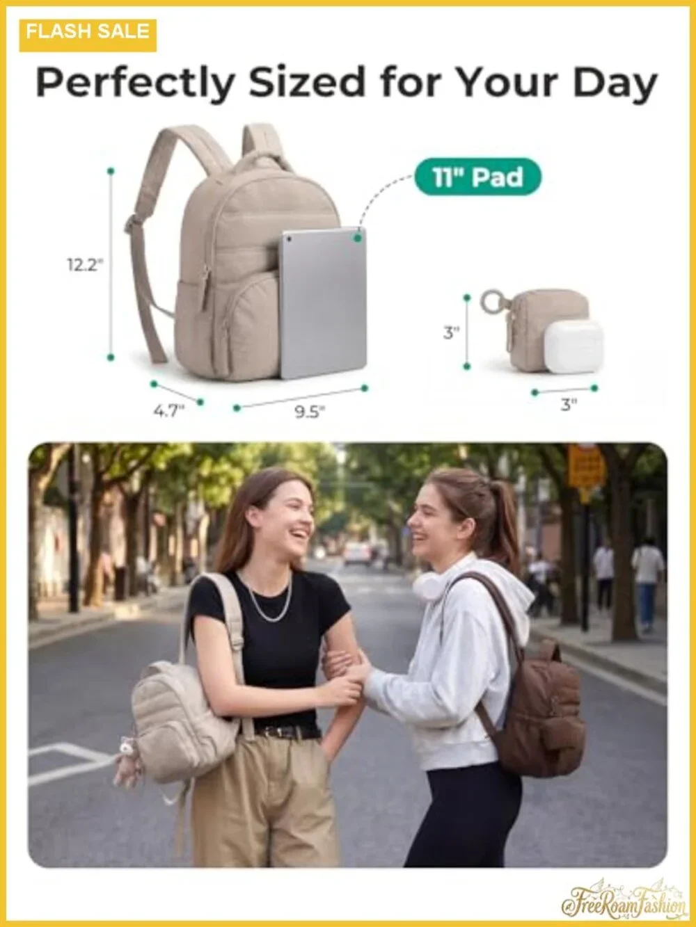 2-in-1 Quilted Puffer Mini Backpack for Women with Detachable Pouch, Water